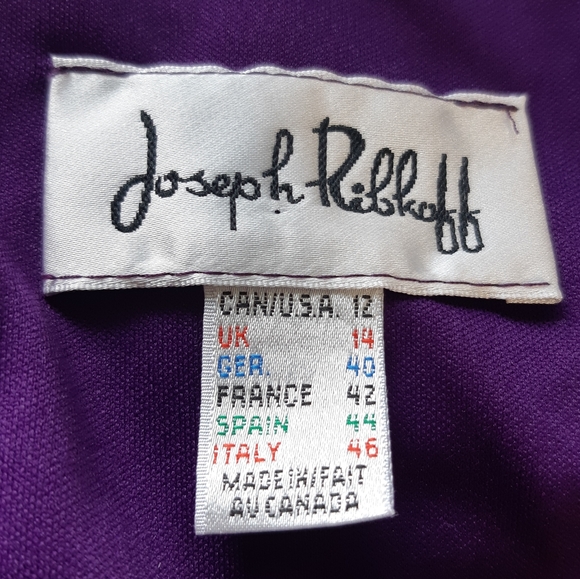 Joseph Ribkoff purple stretchy rouched front vneck short sleeve zip dress 12 - Picture 9 of 10